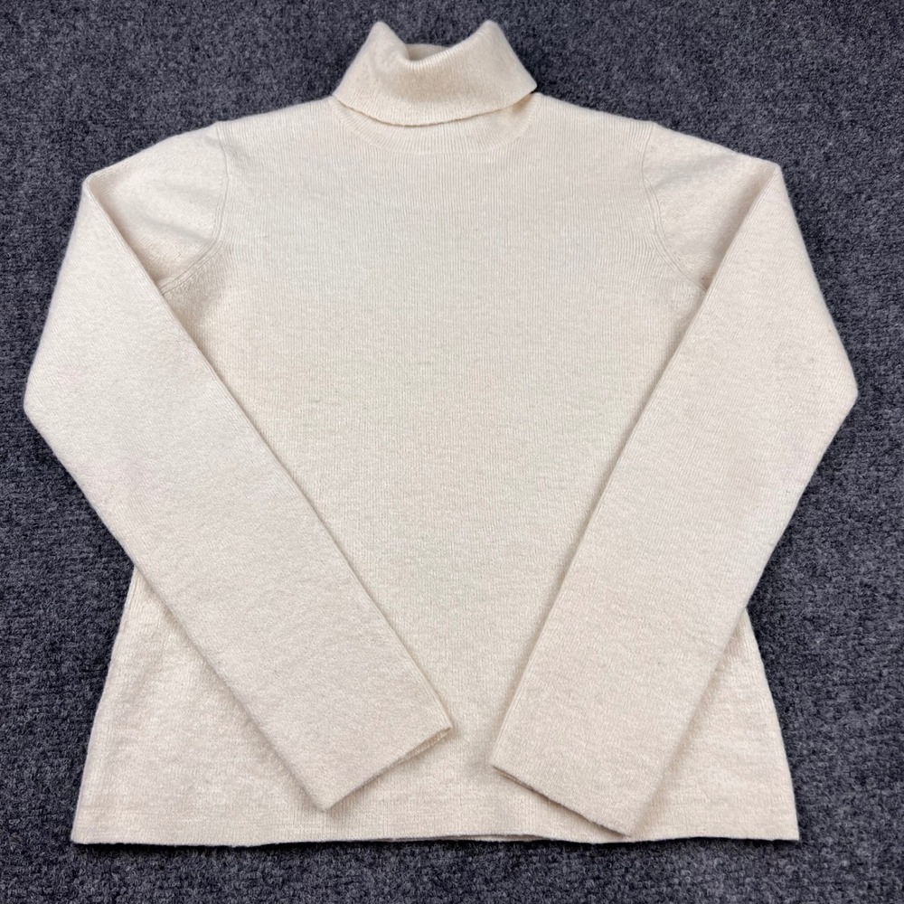 VTG Old Navy Womens Cream Wool Blend Turtleneck Sweater Ivory Size Medium‎